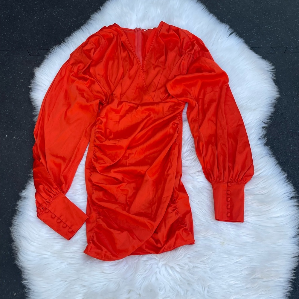 Vibrant Orange  Long Sleeve Dress